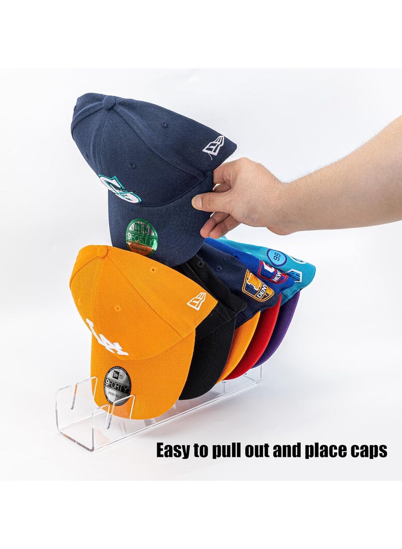 TPGP Hat Stand for Baseball Caps Display and Organizer - 2 Pack, No Install Acrylic Hat Holder for 14 Baseball Caps for Bedroom, Closet, Dresser (Clear)  - Image 3