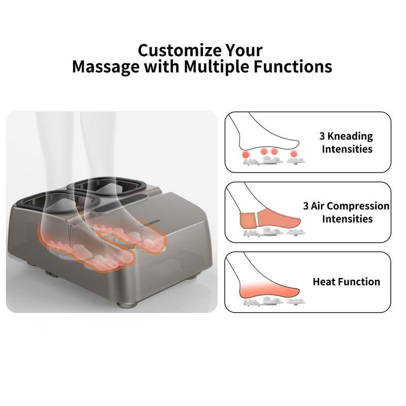 MOUNTRAX Foot Massager Machine with Heat, Gifts for Women Men, Shiatsu Foot Massager with Remote Control, Deep Kneading and Soothing Heat, Fits Feet Up to Men Size 12 (Gray) - Image 4
