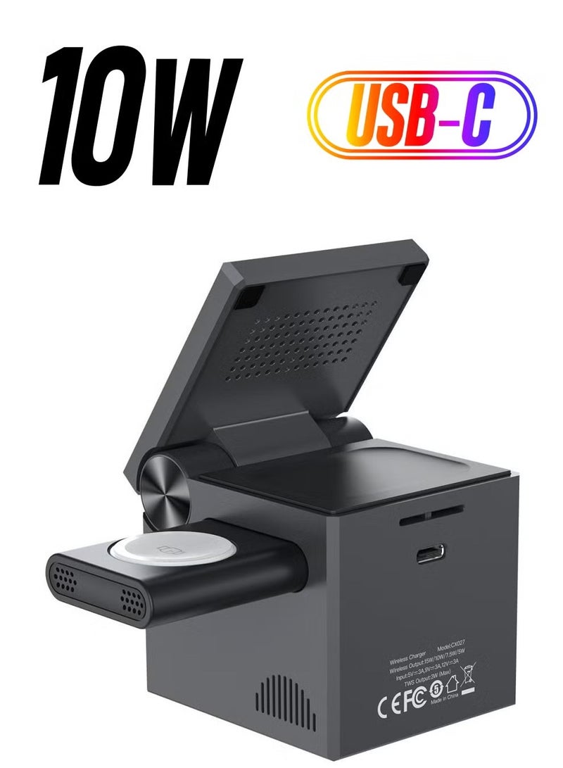 CX027 Magnetic Wireless 3-in-1 Charging Station, Pocket-Sized Powerhouse for Travel, Fast Charging for iPhone, AirPods, Apple Watch, Compact & Portable Design for On-the-Go Charging.