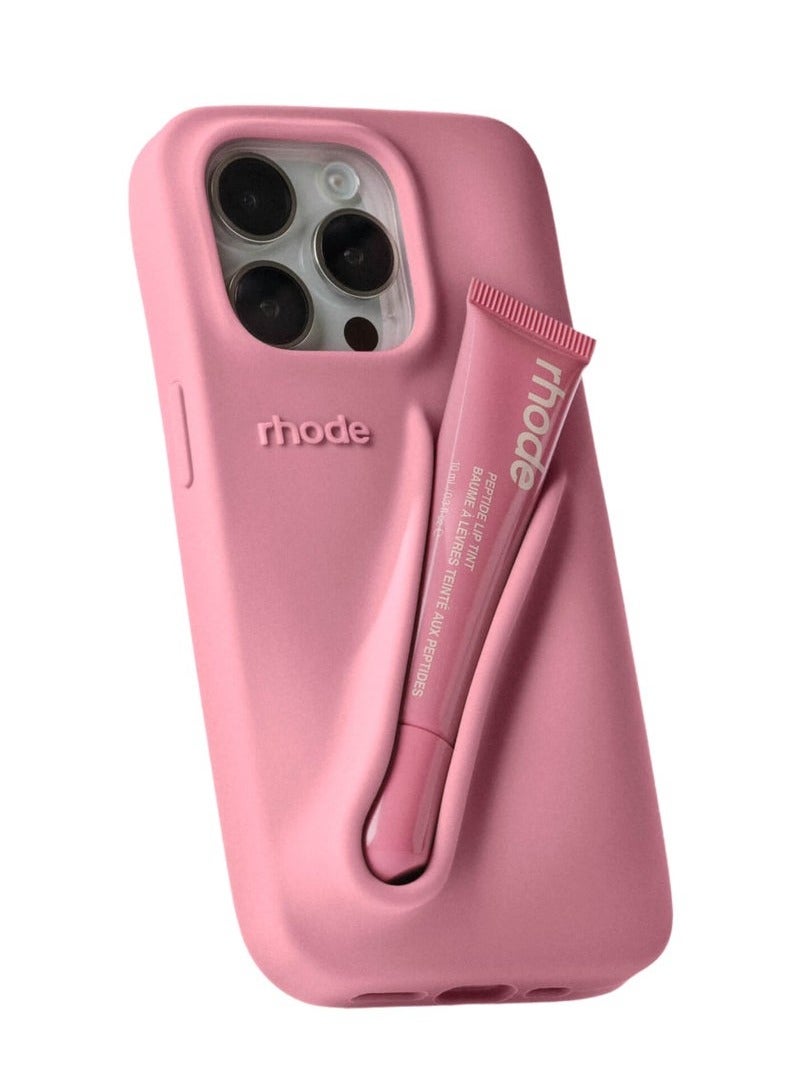 rhode Silicone Lip Holder for Cell Phone, Lip Gloss Adhesive Sleeve for Phone, Lip Holder Stick-on Phone Case, Back Stick On Holder for iPhone Phones（Ribbon） - Image 1