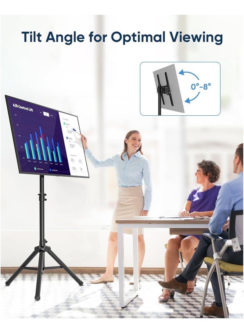 غوغويا حامل ثلاثي القوائم محمول للتلفزيون قابل للإمالة لتلفزيونات/شاشات LED LCD OLED المسطحة مقاس 32-55 بوصة، حامل قابل للطي قابل لتعديل الارتفاع، حامل عرض أرضي أسود مع VESA 400x400mm كحد أقصى - Image 2
