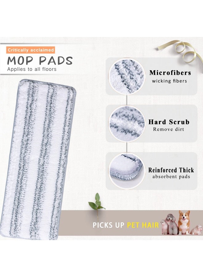 Oshang Flat Mop Head Refill, 13" X 4.9" Flat Mop Pads, Microfiber Mop Pads Flat Mop Replacement Heads (White and Grey) - Image 2