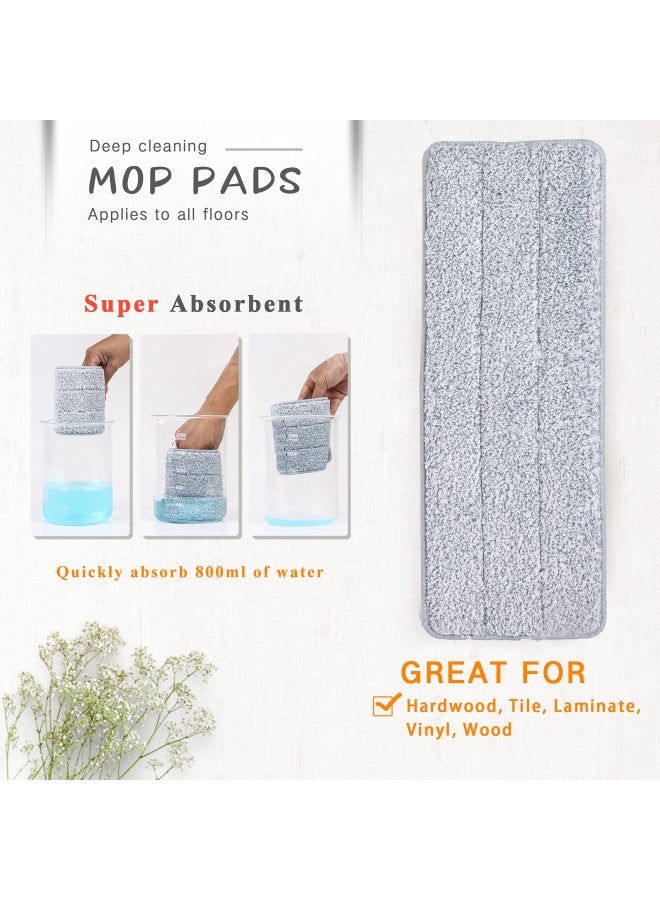 Oshang Flat Mop Head Refill, 13" X 4.9" Flat Mop Pads, Microfiber Mop Pads Flat Mop Replacement Heads (White and Grey) - Image 3