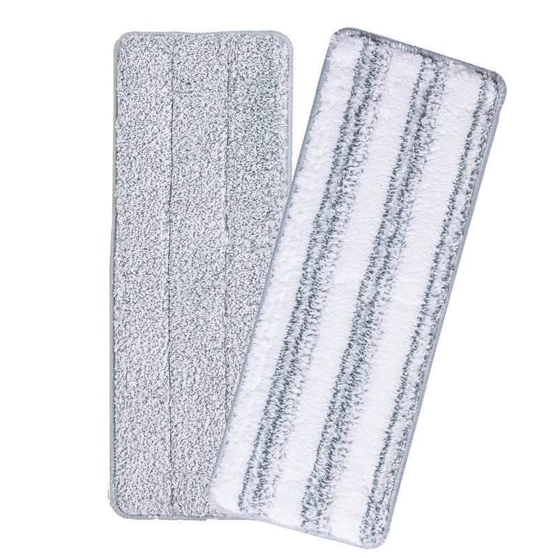Oshang Flat Mop Head Refill, 13" X 4.9" Flat Mop Pads, Microfiber Mop Pads Flat Mop Replacement Heads (White and Grey) - Image 1