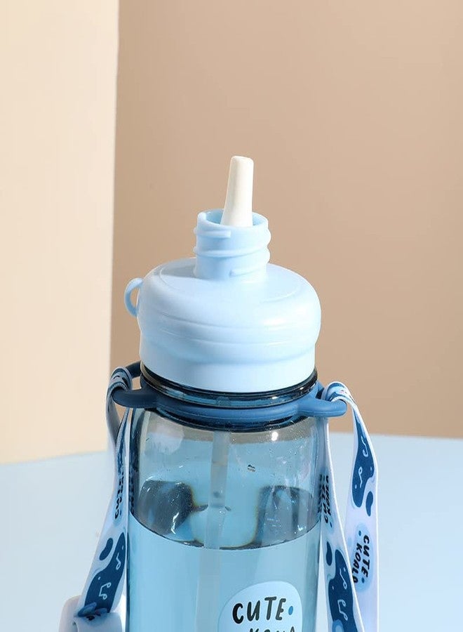 TEMSON Cute Water Bottle for Kids - Cartoon Animal Design Sipper Bottle with Straw and Adjustable Strap Stylish Water Bottle with Sipper, School Water Bottle for Kids - 520 ML(FB-5385) (Purple) - Image 4