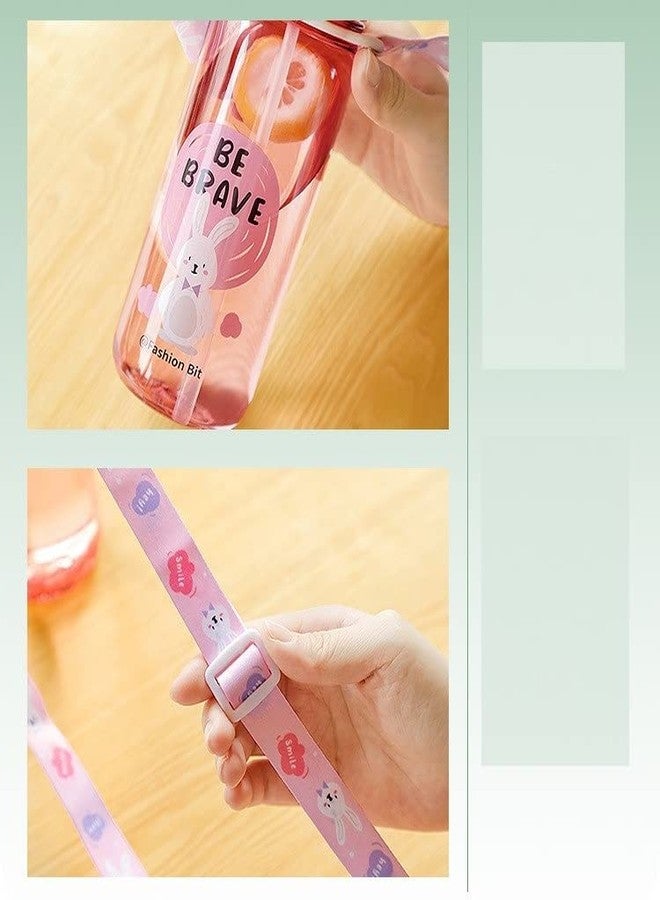 TEMSON Cute Water Bottle for Kids - Cartoon Animal Design Sipper Bottle with Straw and Adjustable Strap Stylish Water Bottle with Sipper, School Water Bottle for Kids - 520 ML(FB-5385) (Purple) - Image 5