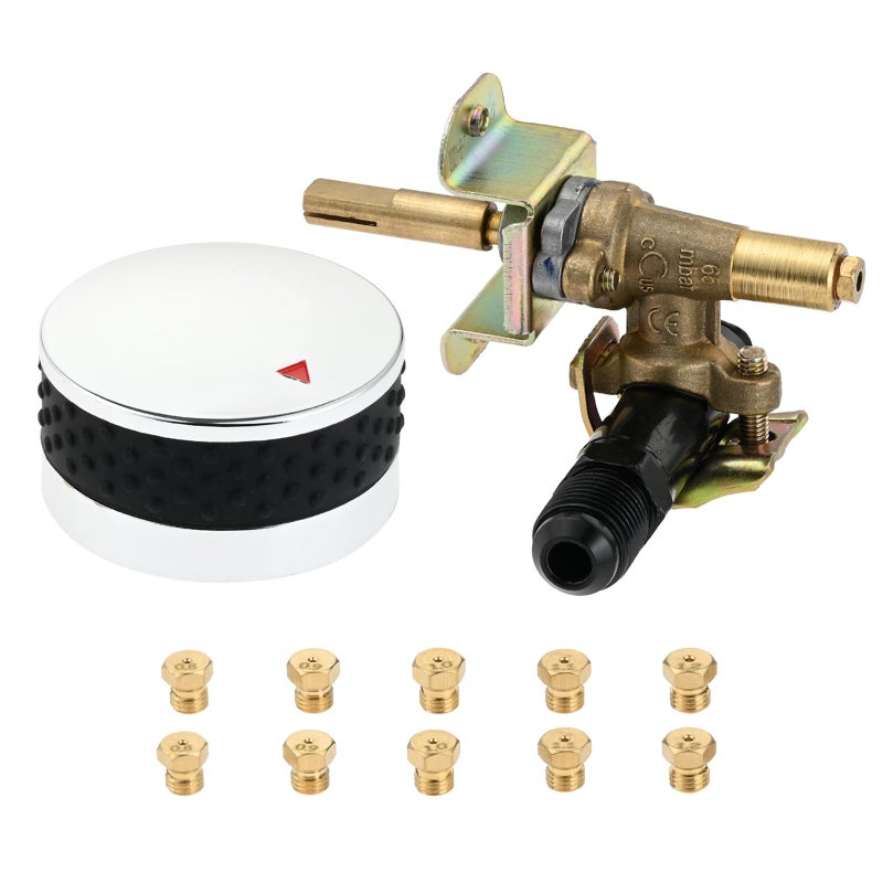 Lemfema Natural Propane Gas Conversion Control Valve Kit, Gas Grill Burner Regulator Valve with LP Gas Orifices Nozzle, Replacement for Fire-Bowl Me-ga Propane Fire Pit Outdoor BBQ Grill RV Stoves - Image 1
