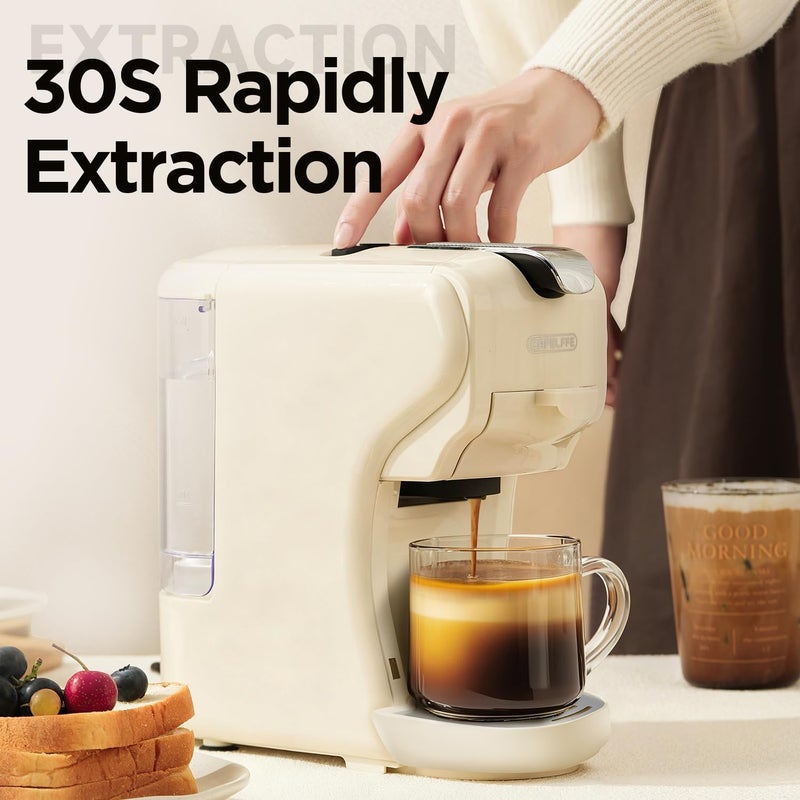 Cafelffe MK-611 3 in 1 Multi Capsule Coffee Machine Pod Maker,Adjustable Cup Height, 19 Bar Hot/Cold Quick Brew,Compact Espresso Machine for Home & Office Use, Nes Original/DG/Ground Compatible - Image 3