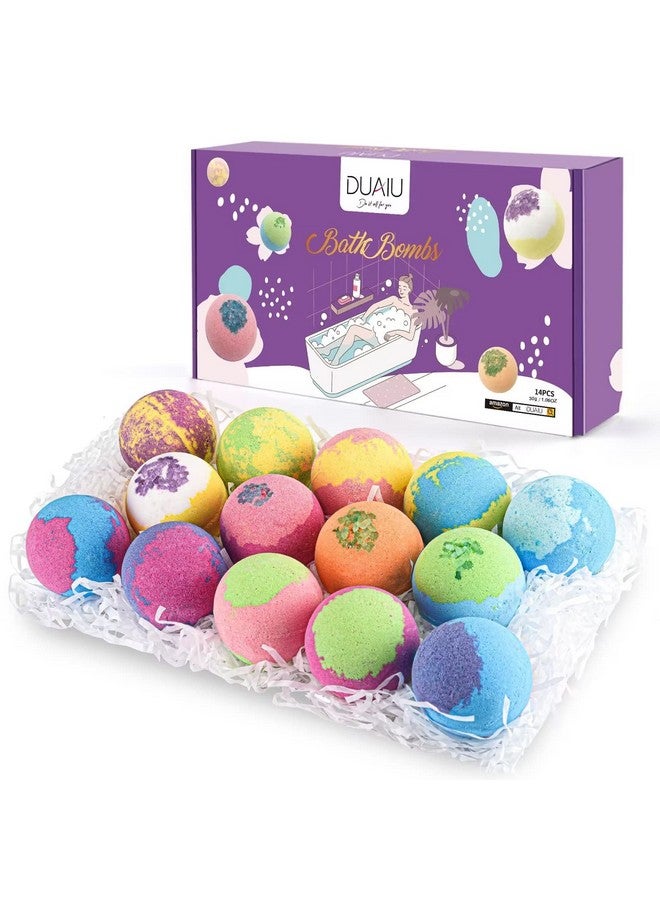 DUAIU Bath Bombs Gift Set DUAIU 14Pcs Bath Bombs for Women Relaxing, Organic Bath Bombs with Natural Essential Oil, Bath Bombs for Kids, Bath Gift Set for Her/Him, Wife, Girlfriend, Mother, Dad - Image 1