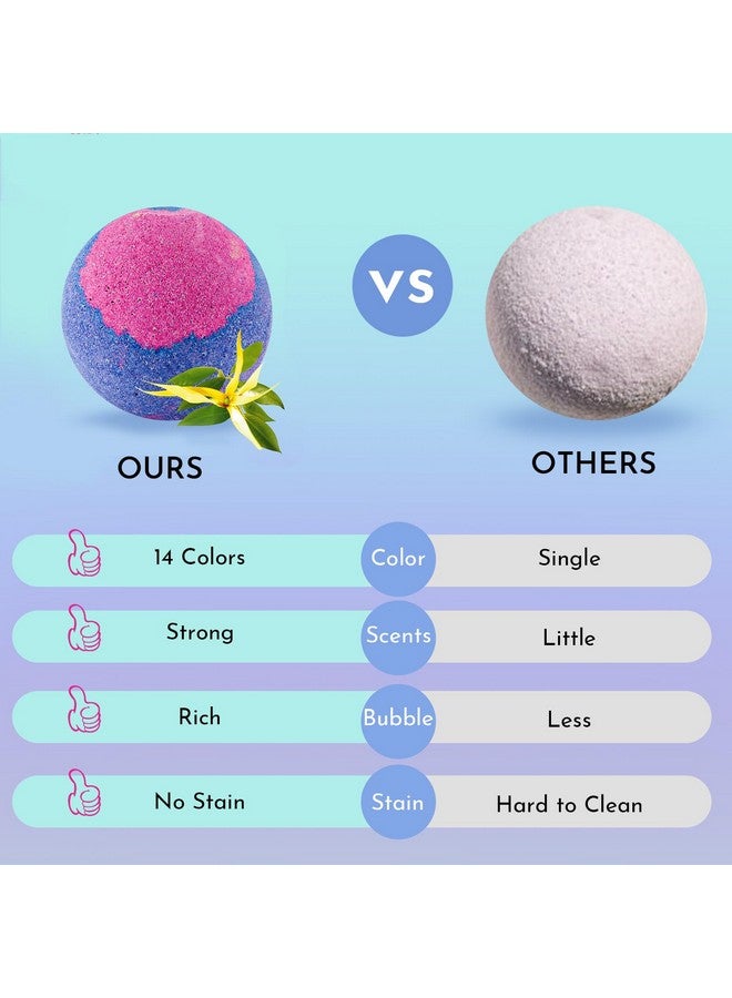 DUAIU Bath Bombs Gift Set DUAIU 14Pcs Bath Bombs for Women Relaxing, Organic Bath Bombs with Natural Essential Oil, Bath Bombs for Kids, Bath Gift Set for Her/Him, Wife, Girlfriend, Mother, Dad - Image 3