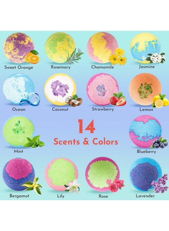 DUAIU Bath Bombs Gift Set DUAIU 14Pcs Bath Bombs for Women Relaxing, Organic Bath Bombs with Natural Essential Oil, Bath Bombs for Kids, Bath Gift Set for Her/Him, Wife, Girlfriend, Mother, Dad - Image 2