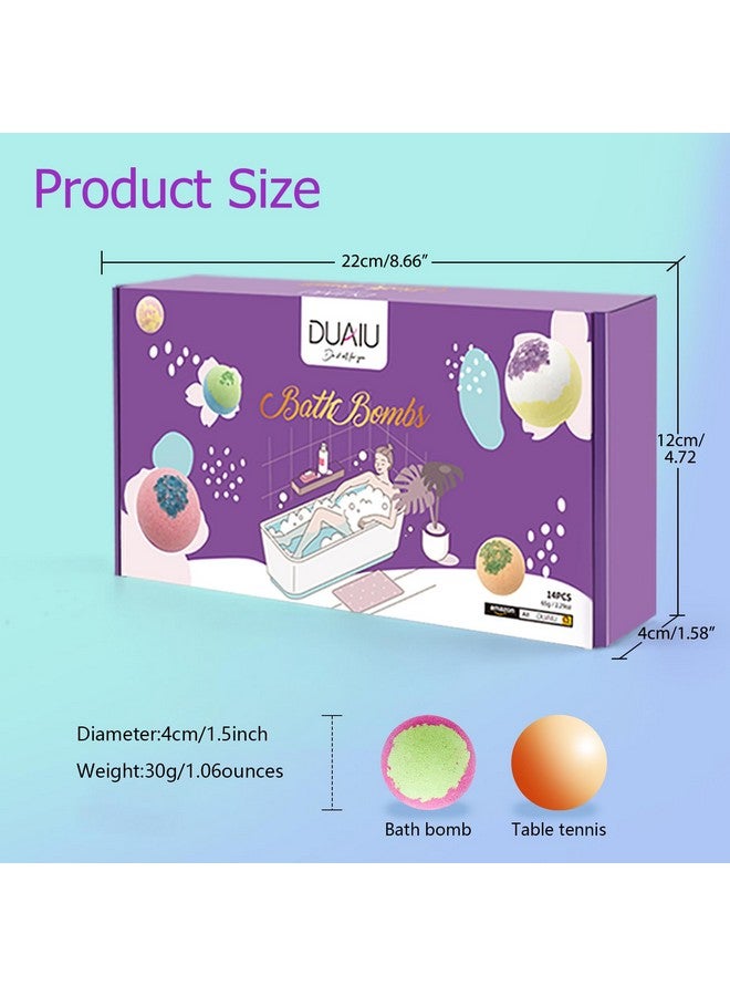 DUAIU Bath Bombs Gift Set DUAIU 14Pcs Bath Bombs for Women Relaxing, Organic Bath Bombs with Natural Essential Oil, Bath Bombs for Kids, Bath Gift Set for Her/Him, Wife, Girlfriend, Mother, Dad - Image 5