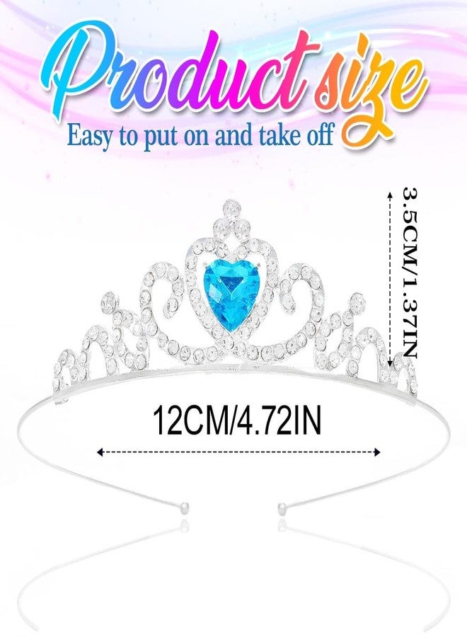 كيلشي تاج كيلشاي المرصع بأحجار الراين للبنات، تيجان أميرات صغيرة فضية اللون، طوق رأس مرصع بالكريستال لحفلات أعياد الميلاد، مناسب للأزياء التنكرية (أزرق) - Image 5