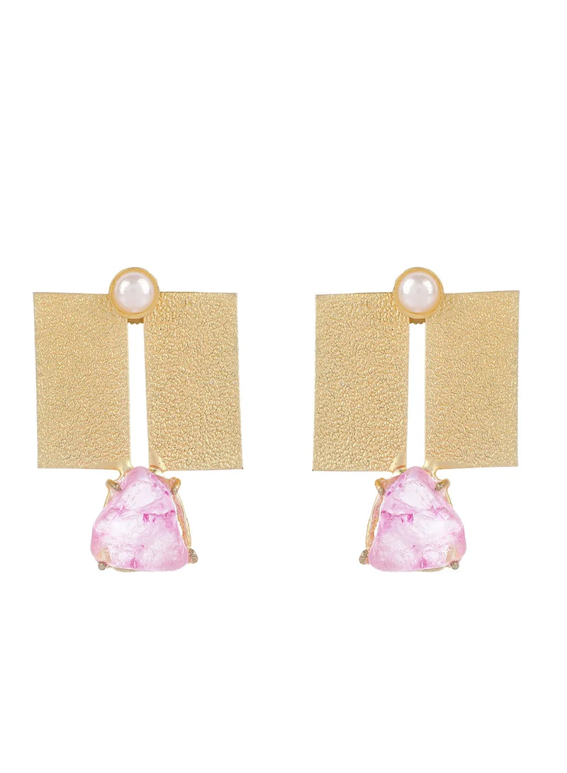 Ishin  Gold-Plated Contemporary Drop Earrings for Women | Best Price UAE