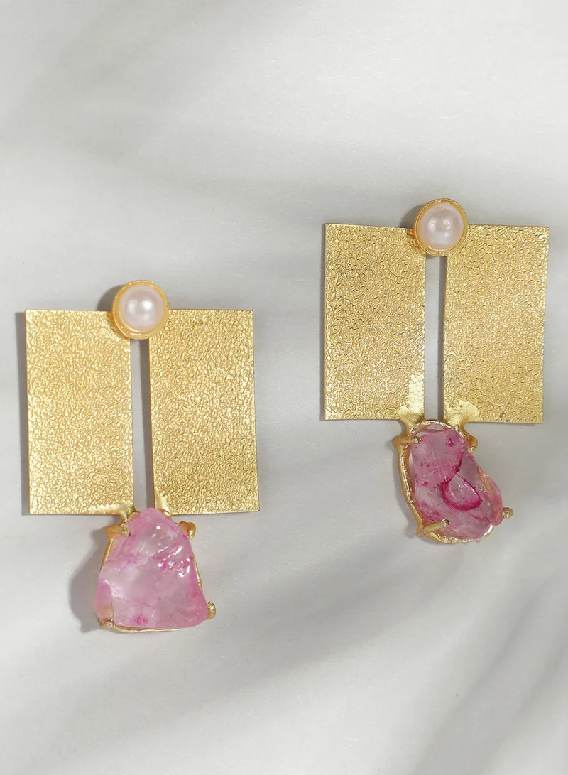 Ishin  Gold-Plated Contemporary Drop Earrings for Women | Best Price UAE