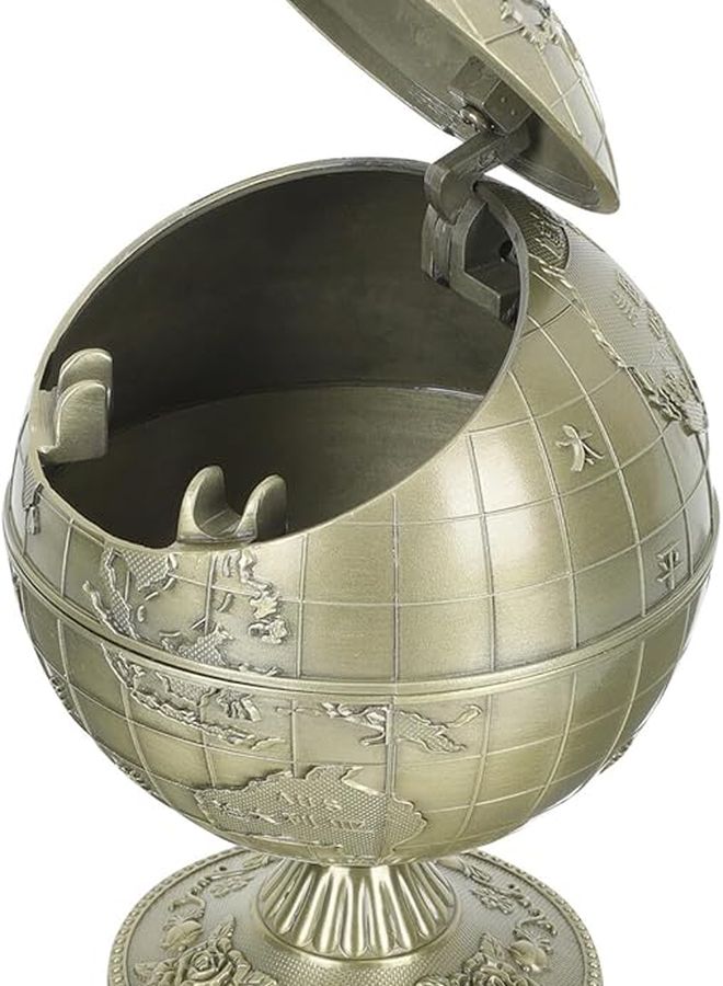 Vintage Metal Globe Ashtray Windproof Desktop Decorative Ashtray for Home Office Bar - Image 2