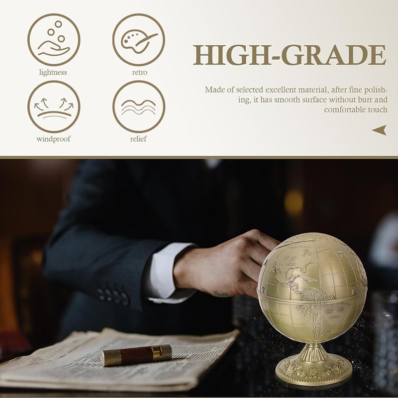 Vintage Metal Globe Ashtray Windproof Desktop Decorative Ashtray for Home Office Bar - Image 4