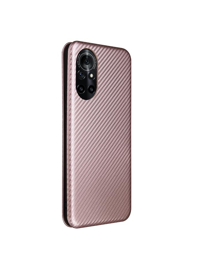 اس-توب جراب لهاتف Huawei nova 8 5G مصنوع من ألياف الكربون بتصميم أفقي قابل للطي مصنوع من مادة TPU + PC + جلد PU مع فتحة للبطاقات - Image 3