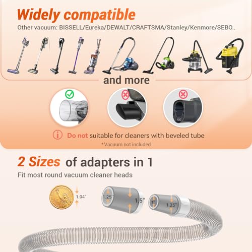 Afloia Dog Brush Vacuum Attachment - Pet Grooming Tool for Dogs & Cats (Vacuum Not Included), Compatible with 1-1.5" Round Port Vacuums (Dyson,Bissell,Eureka,Dirt Devil), with Extension Hose (White) - Image 2