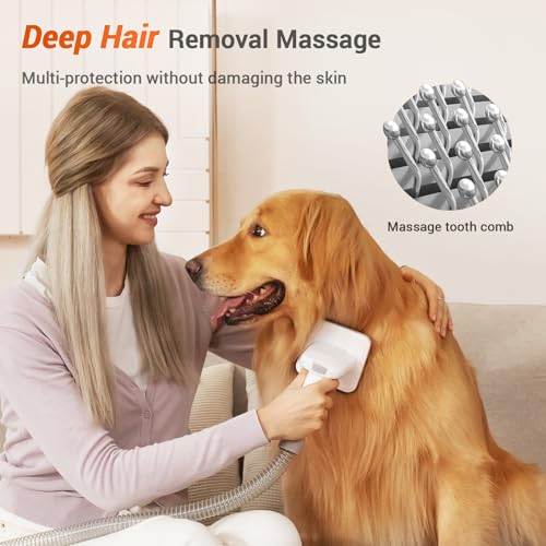 Afloia Dog Brush Vacuum Attachment - Pet Grooming Tool for Dogs & Cats (Vacuum Not Included), Compatible with 1-1.5" Round Port Vacuums (Dyson,Bissell,Eureka,Dirt Devil), with Extension Hose (White) - Image 3
