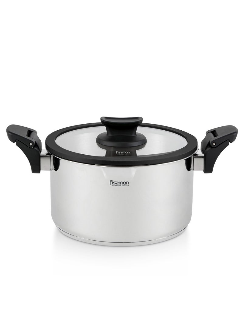 Stockpot With Glass Lid Stainless Steel, Multi-Layer Capsule Induction Bottom With Drain Spouts Transparent Lid, Damage-Resistant Glass Lid With Steam Release (24x13 cm/5.6 LTR) - pzsku/ZF30F92A96D0727250241Z/45/_/1699016321/341ab068-acd4-439d-882a-18e5aab73c67