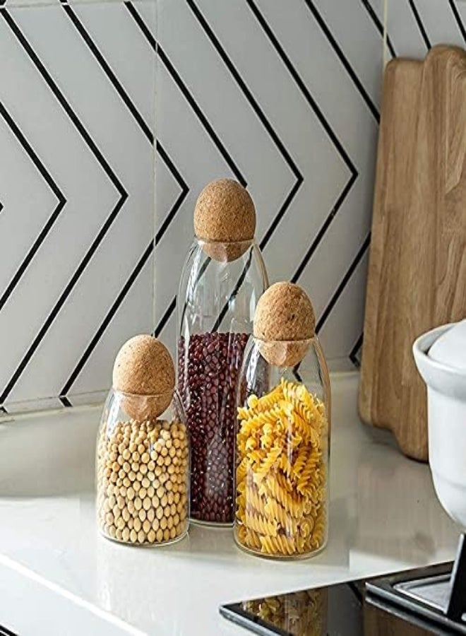 AKDC Neoflam Glass Food Storage Jars With Wood Lid Ball, Bamboo Glass Storage Containers With Good Sealing And For Kitchen Counter, Pantry, Tea, Sugar, Flour - Image 4