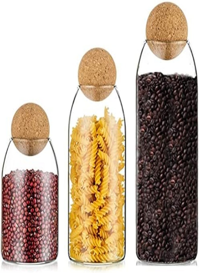 AKDC Neoflam Glass Food Storage Jars With Wood Lid Ball, Bamboo Glass Storage Containers With Good Sealing And For Kitchen Counter, Pantry, Tea, Sugar, Flour - Image 5