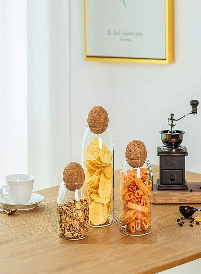 AKDC Neoflam Glass Food Storage Jars With Wood Lid Ball, Bamboo Glass Storage Containers With Good Sealing And For Kitchen Counter, Pantry, Tea, Sugar, Flour - Image 3