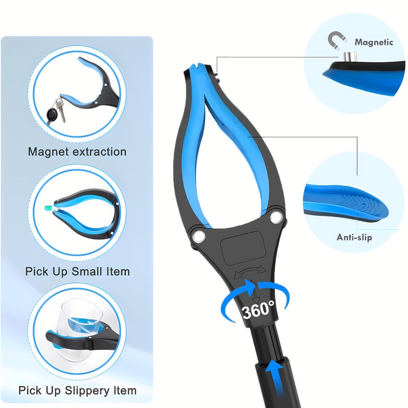 desin Grabber Reacher Tool - Foldable Gripper and Reaching Tool - Heavy Duty Pick Up Stick Grabbers for Seniors, Trash, Surgery Recovery Must Haves Gifts, 32â€ Picker Upper Grabber (Blue) - Image 4