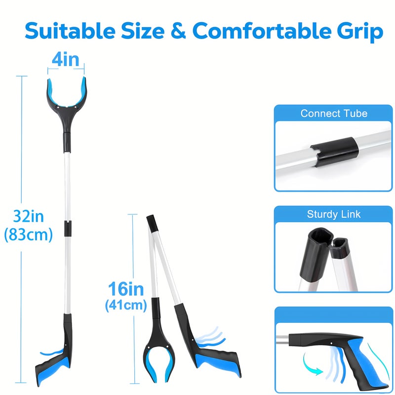 desin Grabber Reacher Tool - Foldable Gripper and Reaching Tool - Heavy Duty Pick Up Stick Grabbers for Seniors, Trash, Surgery Recovery Must Haves Gifts, 32â€ Picker Upper Grabber (Blue) - Image 3