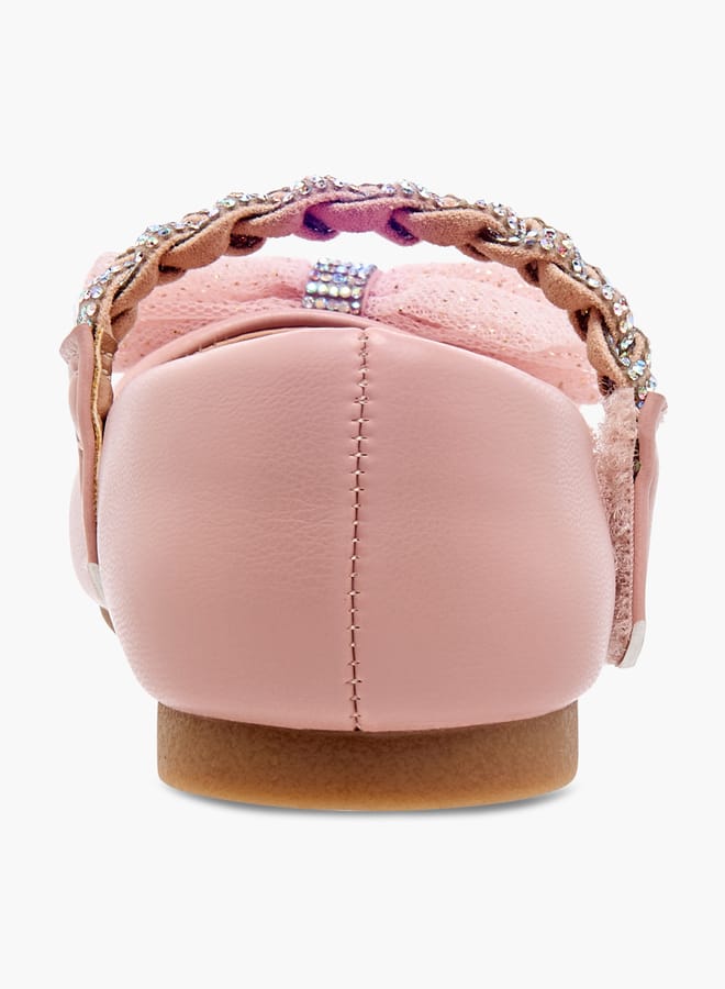 JUNIORS Girls Embellished Bow Detail Ballerina Shoes with Hook and Loop Closure - Image 5