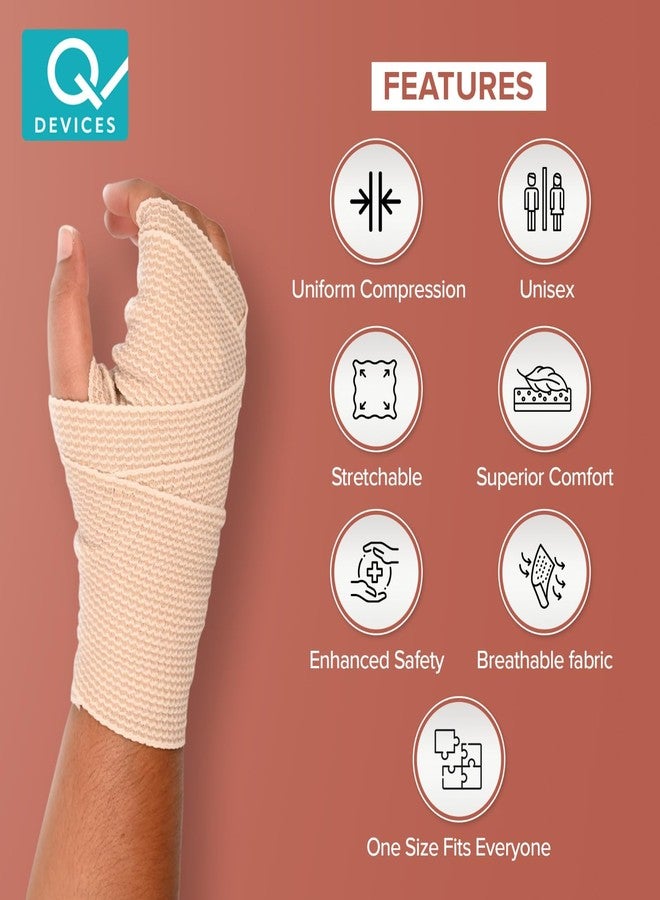 Q DEVICES Elastic Bandage for Support & Compression - Self-Closure, Velcro, Air-Permeable | Ideal for Injuries & Swelling (10 cm x 4 m) - Image 2