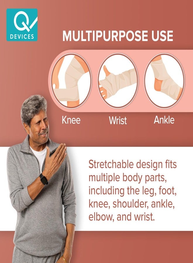 Q DEVICES Elastic Bandage for Support & Compression - Self-Closure, Velcro, Air-Permeable | Ideal for Injuries & Swelling (10 cm x 4 m) - Image 5