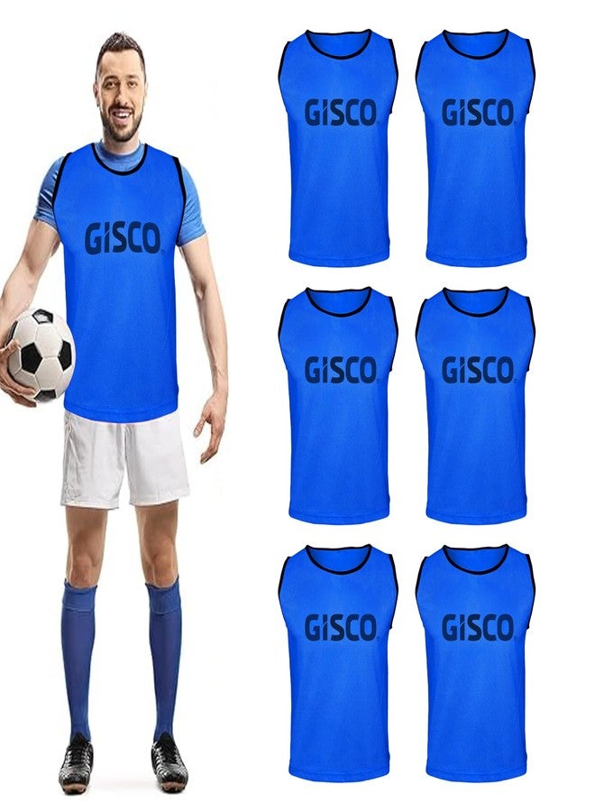 GISCO Sports Training Bibs Training Vest (Set of 6) | Blue | Size-Small | Quality Mesh Vests for Sports, Training, and Practice Sessions - Image 2