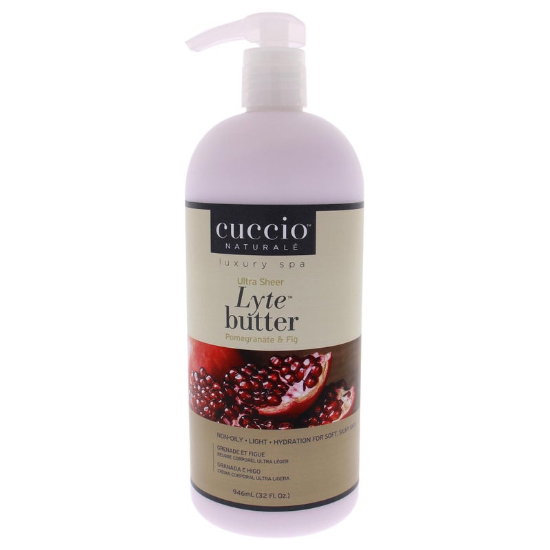 Cuccio Naturale Lyte Ultra-Sheer Body Butter - Replenishing Scented Moisturizer Cream - Deep Hydration To Repair Dry Skin - All Natural, Cruelty-Free Formula - Pomegranate And Fig - 32 Oz - Image 1