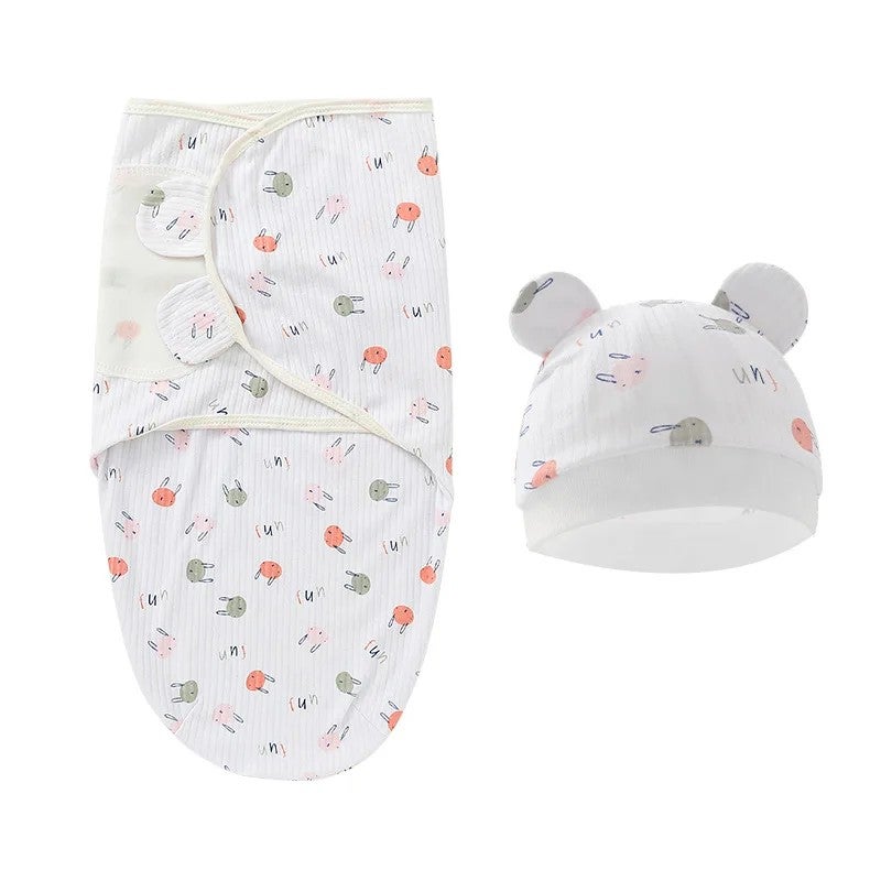 Y&D Baby Swaddle Wrap with Hat Set - Soft Cotton Swaddle Blanket for Newborn Infant Sleep (Swaddlers) - Image 1