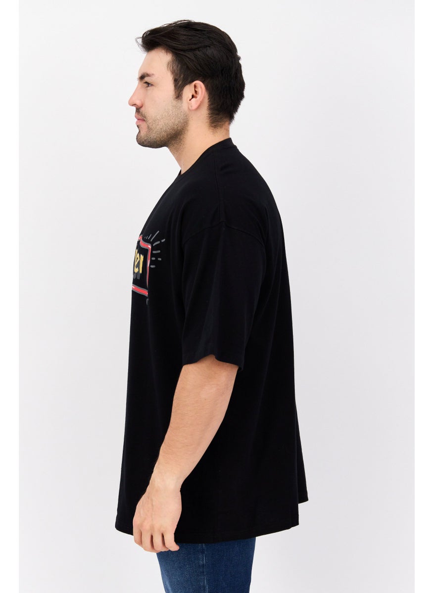Wrangler - Men Round Neck Short Sleeves Graphic Print T-Shirt, Black Combo - Image 1