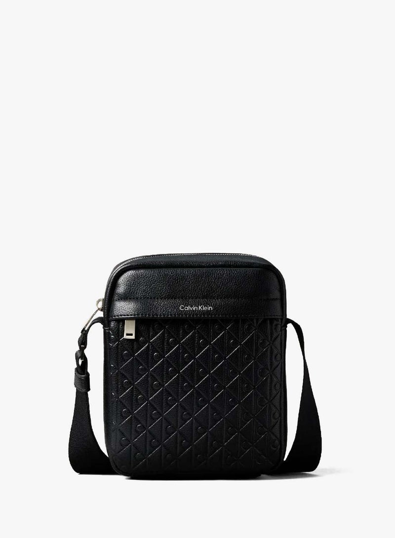 CALVIN KLEIN Embossed Allover Monogram Reporter Bag - Image 1