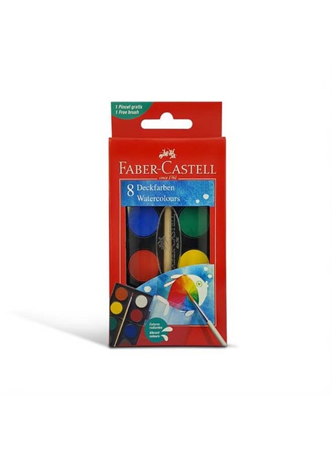 فابير كاستل الوان مائية فابر كاستل 8 الوان بفرشاة قطر 24 ملم متعددة الالوان - Image 1
