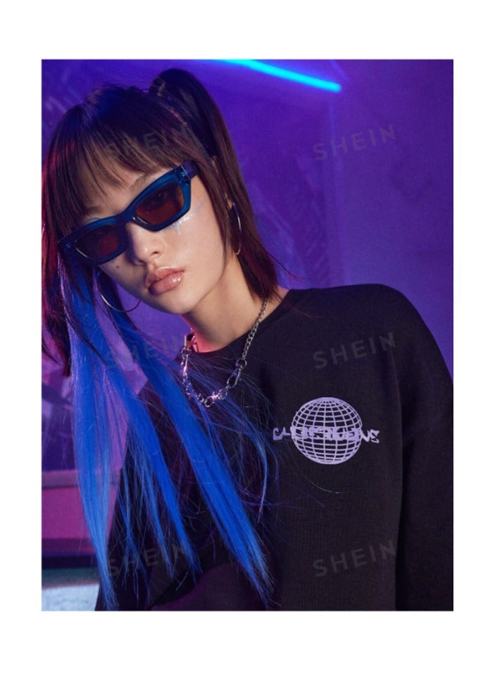 بونكا تي شيرت كبير الحجم بطباعة أحرف - Image 3