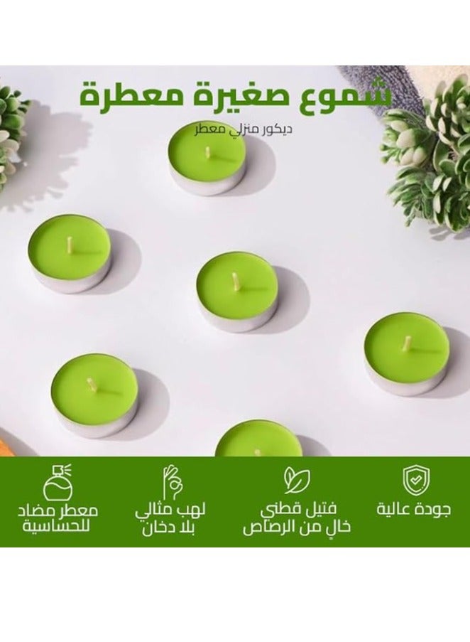 شموع تي لايت ، نقية 100%، خالية من المواد الكيميائية، إحتراق بدون دخان للعطلات وديكور المنزل، عبوة من 10 قطع (أخضر)  - Image 2