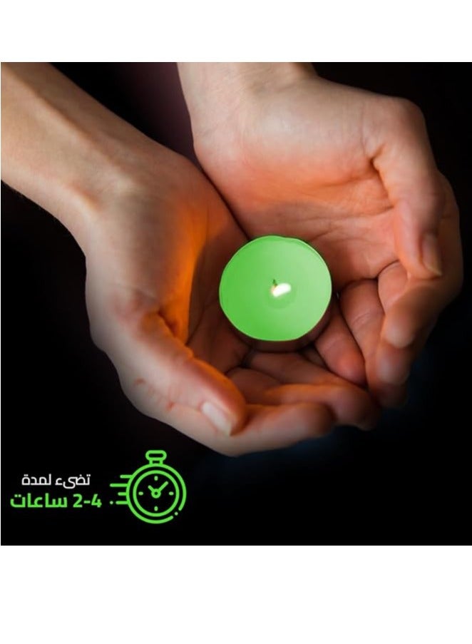 شموع تي لايت ، نقية 100%، خالية من المواد الكيميائية، إحتراق بدون دخان للعطلات وديكور المنزل، عبوة من 10 قطع (أخضر)  - Image 3