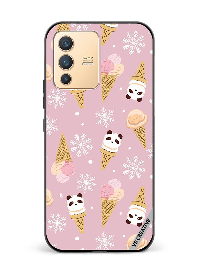 VR CREATIVE Protective Case Cover For Vivo V23 5G Ice Cream In Waffle Cups And In The Shape Of A Panda Design Multicolour - Image 1