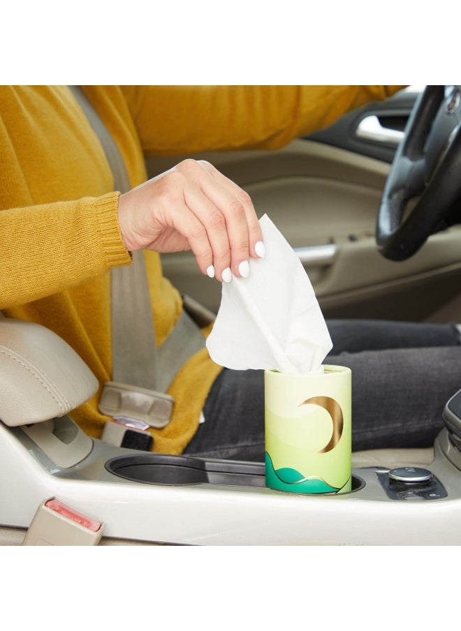 ZODACA 8 Pack Car Tissues Cylinder Boxes  Round Travel Facial Wipes For Car Cup Holder  4 Moon Designs  400 Wipes Total  - Image 4