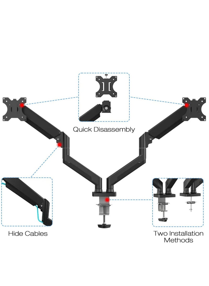 Generic - Dual Monitor Stand, Adjustable Gas Spring Monitor Desk Arm, Heavy Duty Monitor Mount, Load Capacity 2-10 KG VESA Monitor Stand, Suitable for 13 to 32 inch Computer Monitor Mount for Home Office - Image 1