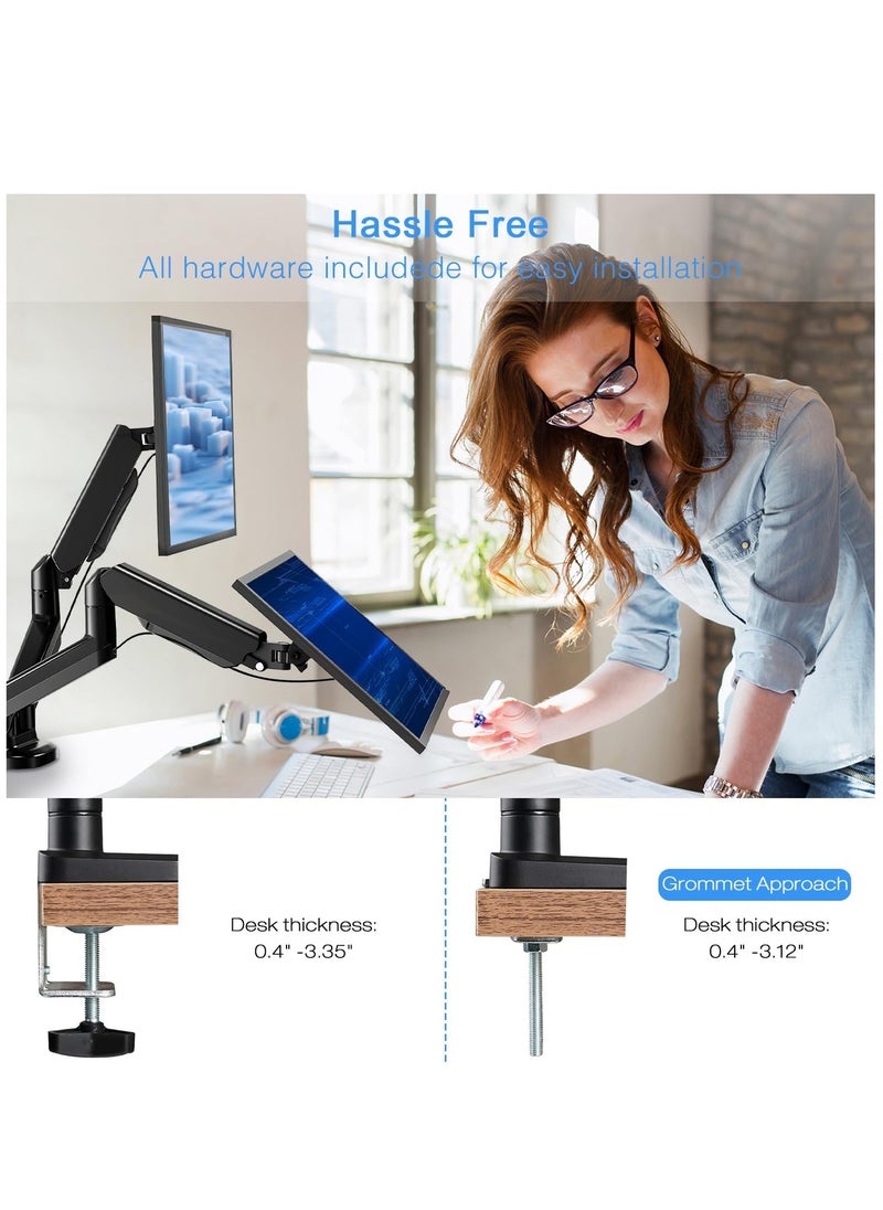 Generic - Dual Monitor Stand, Adjustable Gas Spring Monitor Desk Arm, Heavy Duty Monitor Mount, Load Capacity 2-10 KG VESA Monitor Stand, Suitable for 13 to 32 inch Computer Monitor Mount for Home Office - Image 1