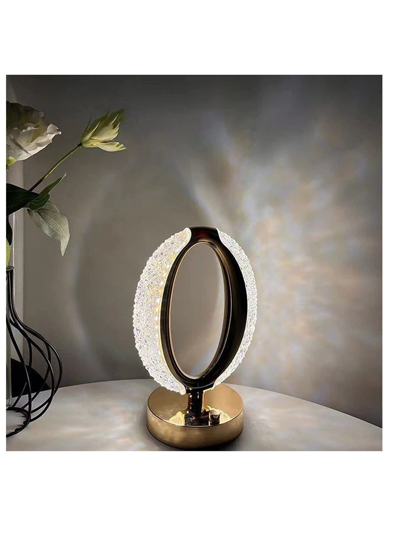 ELTRAZONE Crystal Diamond Table Lamp Round Oval Nightlight Type C Tricolour Dimming Table - Image 4