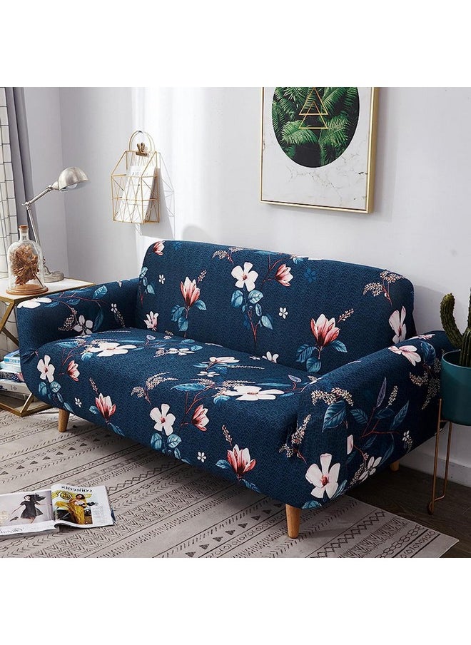 هاوس أوف كويرك غطاء أريكة House of Quirk Universal Single Seater Cover Big Elastic Cover for Sofa 140 GSM (Dark Blue Lotus, 90-145cm)  - Image 1