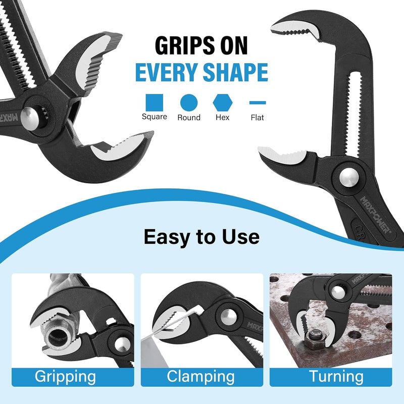 Max Power 16 inch Water Pump Pliers with 3 inch Jaw Capacity Opening Push Button Lock Pliers - Image 2