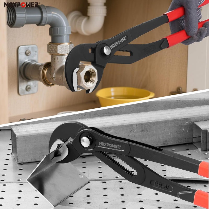 Max Power 16 inch Water Pump Pliers with 3 inch Jaw Capacity Opening Push Button Lock Pliers - Image 4